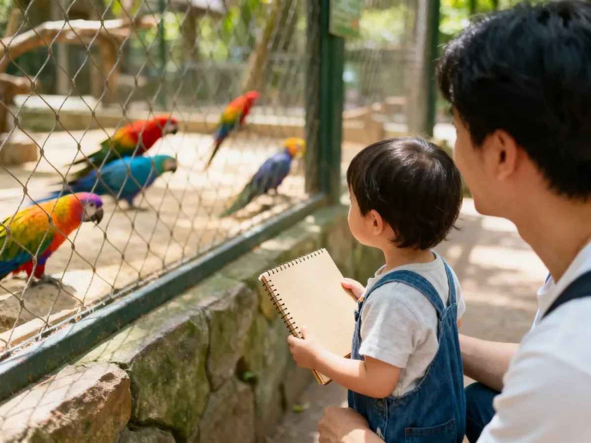 Dziecko jako mały badacz obserwujące zwierzęta w zoo